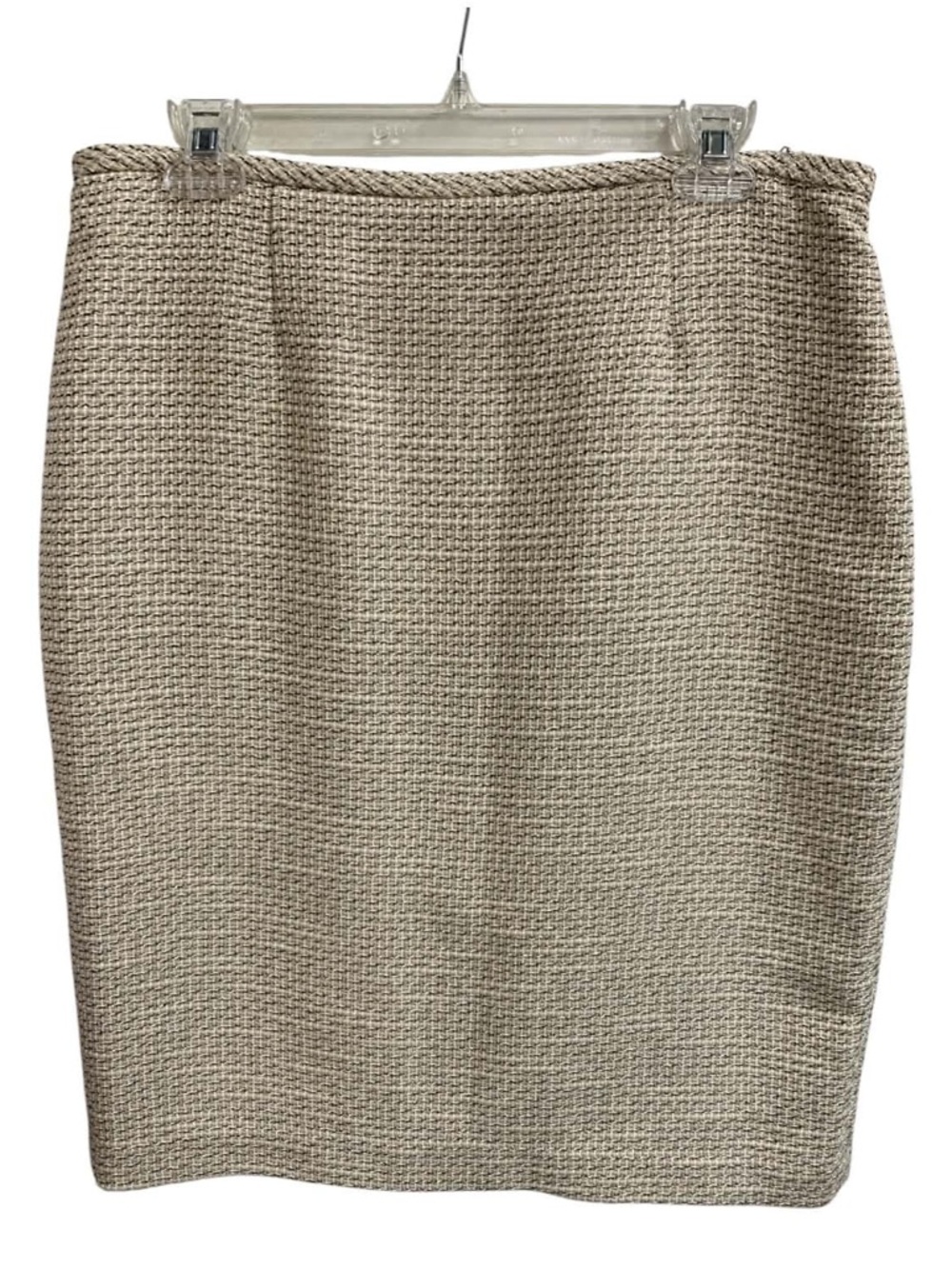Calvin Klein Neutral Beige Tweed Pencil Skirt Size L